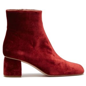 RED Valentino Red Velvet Amarillo Block Heel Booties Sz 6.5 US